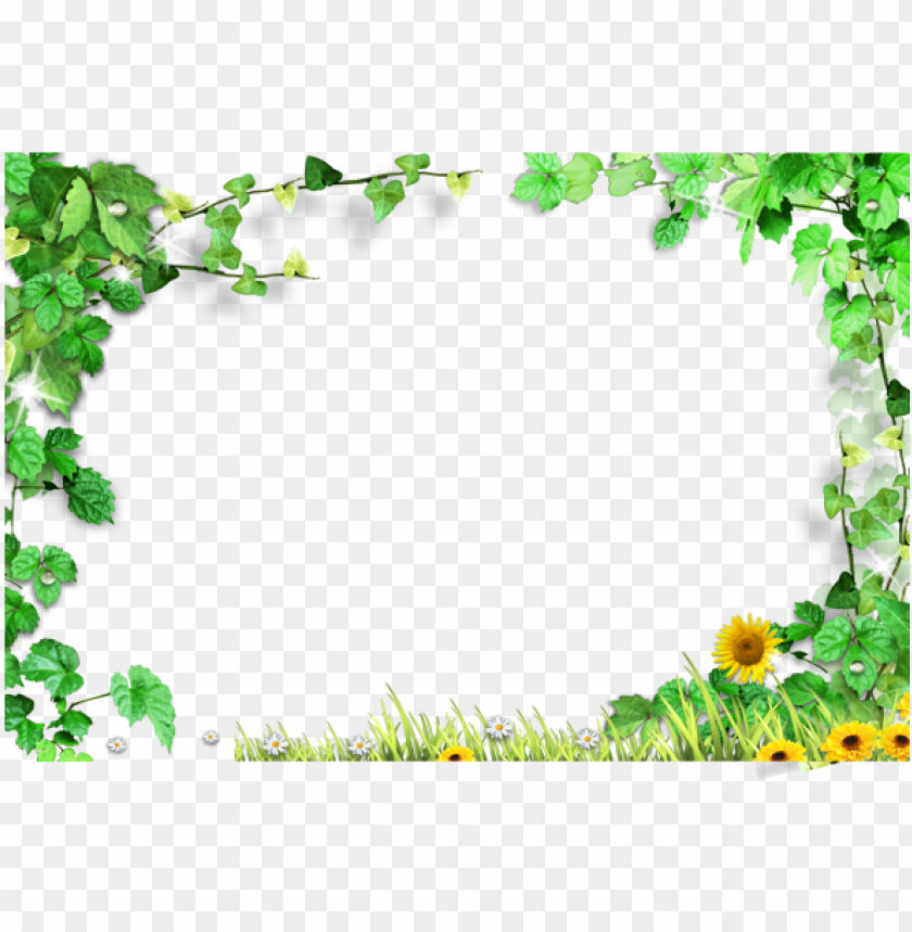Template Green Leaves Frame Green Leaves Background Free PNG Image With Transparent Background
