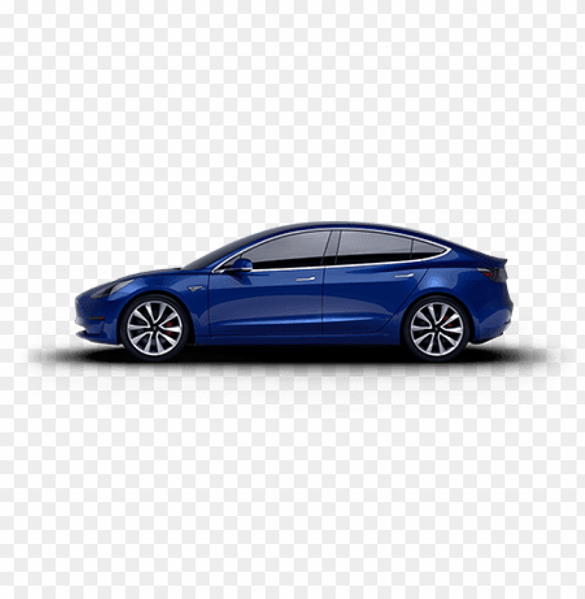 Transparent PNG Image Of Tesla Model 3 Blue Side View - Image ID 68177