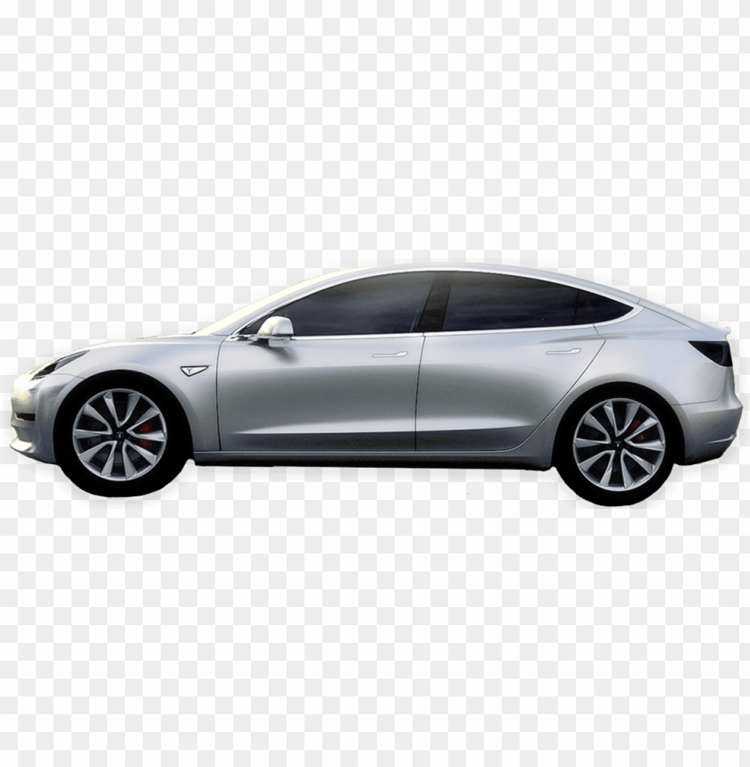 Transparent PNG Image Of Tesla Model 3 Grey Side View - Image ID 68178
