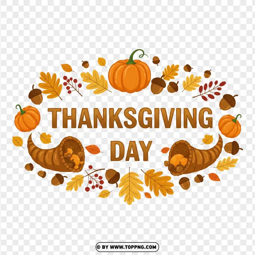 Thanksgiving Day With Pumpkin Decoration PNG Transparent Background