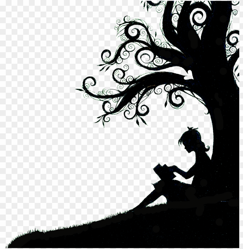 then they came for me and there was no one left to silhouette of girl reading under a tree PNG transparent with Clear Background ID 216089
