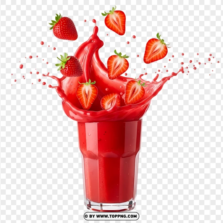 Thick Strawberry Smoothie With Power Splash PNG Transparent Background