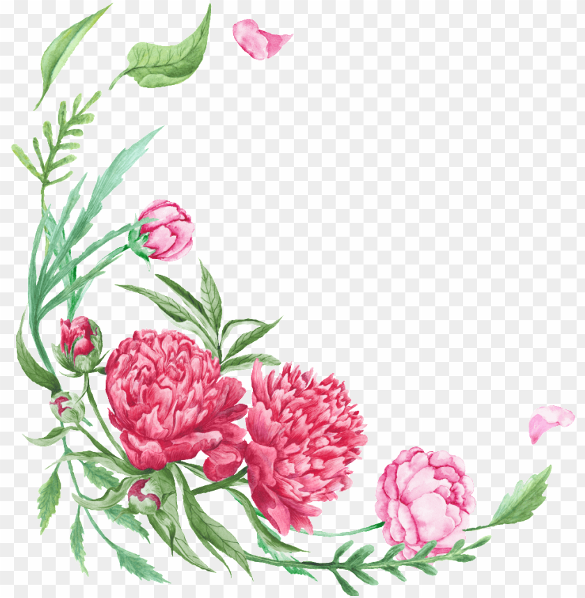Download This Graphics Is Curved Floral Border Transparent Decorative Watercolor Flowers Corner Png Free Png Images Toppng