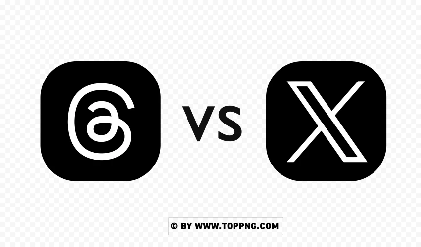 Threads VS Twitter X Black Logo PNG
