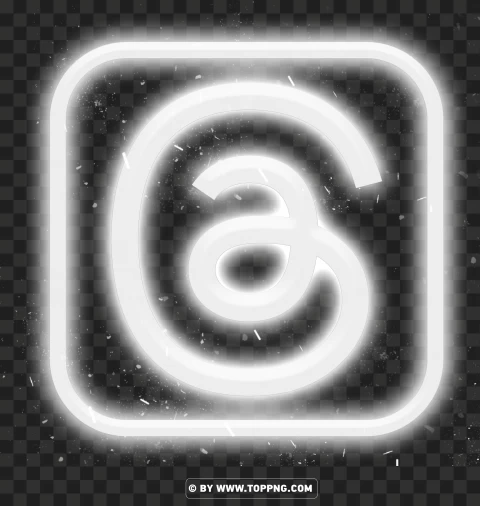 Threads White Glowing Logo Icon PNG