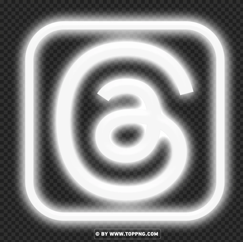 Threads White Shadow Neon Logo Icon App PNG