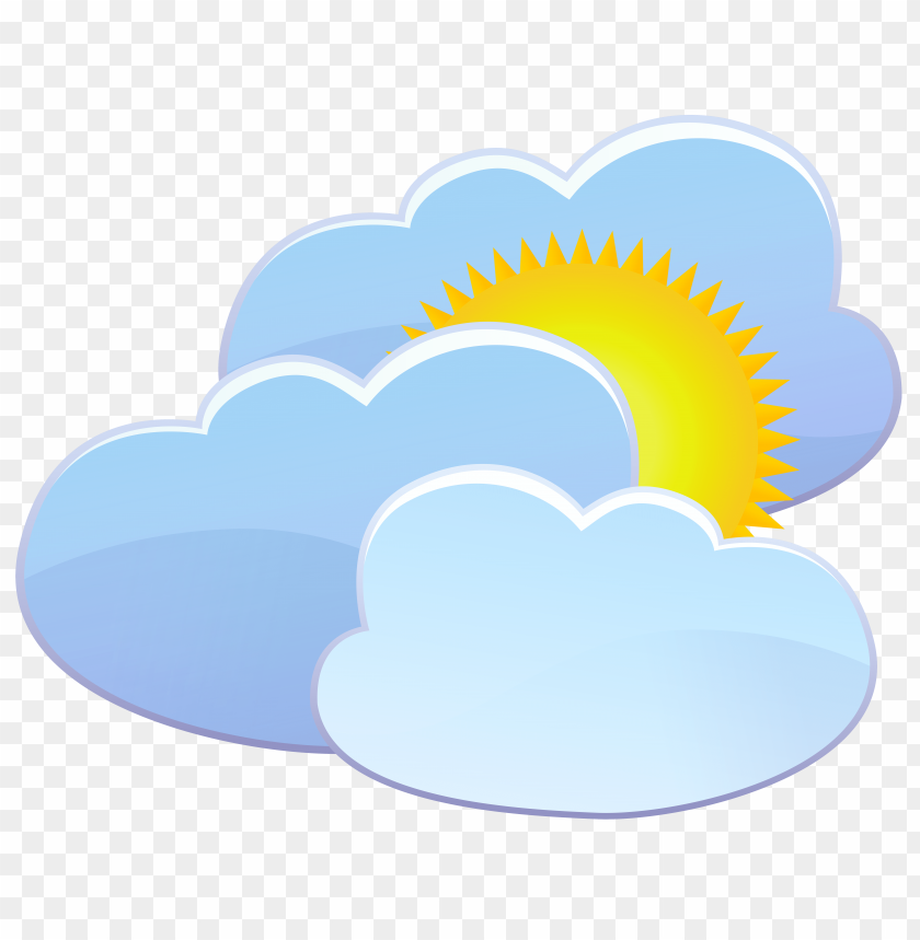 three clouds and sun weather icon clipart png photo - 33491