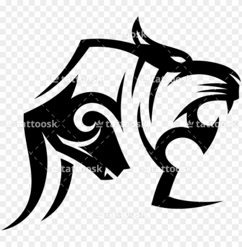 Tiger Tattoos Clipart Simple - Tiger Tribal Tattoo Head PNG Transparent Background