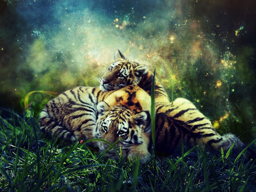 tigers, cubs, photoshop, wildlife