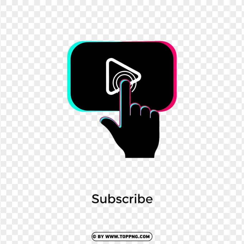 Tiktok Neon Style Subscribe Symbol PNG Transparent Background
