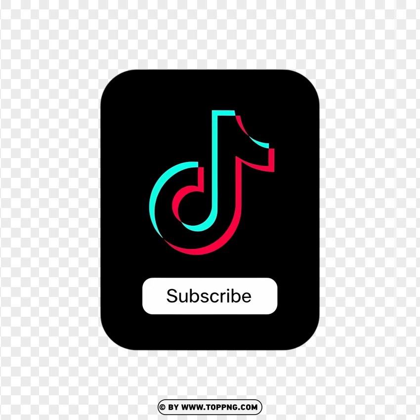 Tiktok Subscribe Rectangle Icon PNG Transparent Background