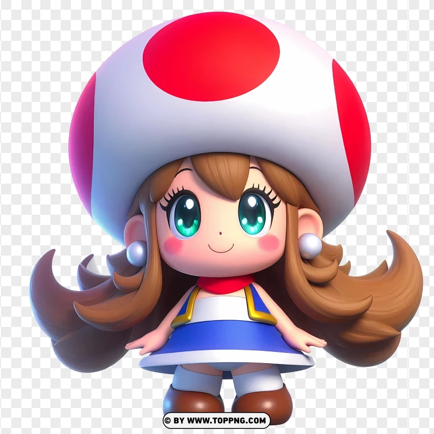 Toadette Cheerful And Energetic Mushroom Kingdom Star PNG Transparent Background