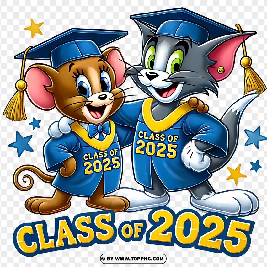 Tom And Jerry 2025 Graduation Celebration PNG Transparent Background