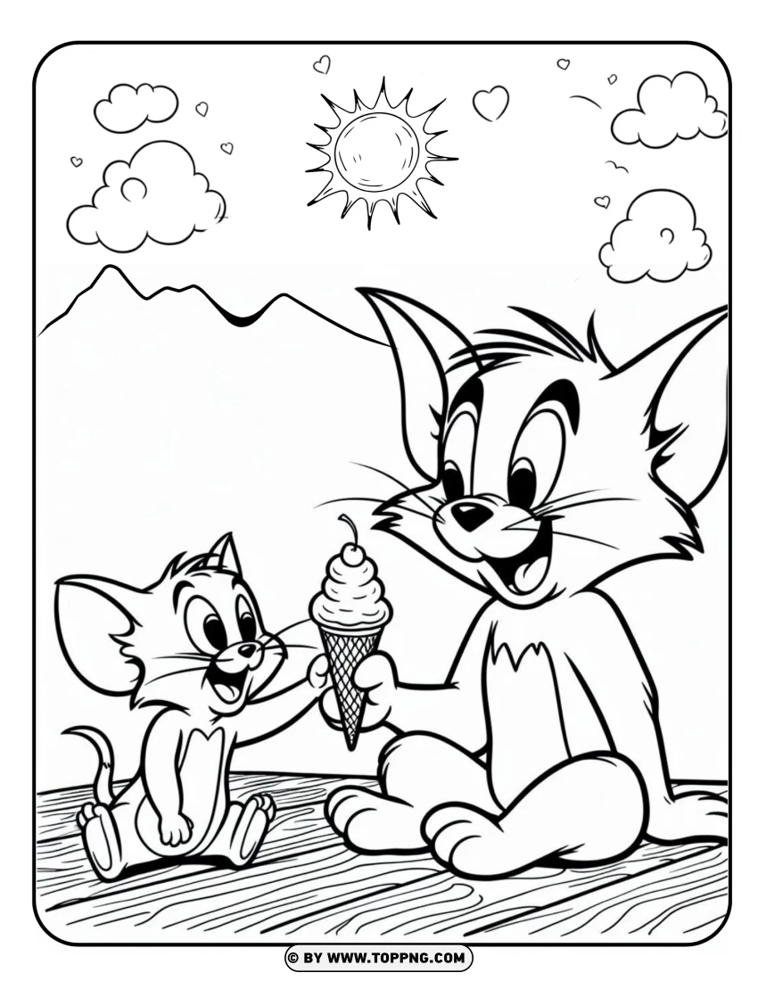 tom and jerry coloring , tom and jerry, cartoon,Disney character,  outline,  black and white,  drawing