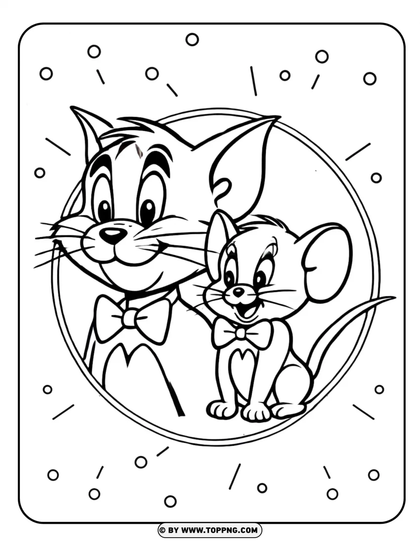 tom and jerry coloring , tom and jerry, cartoon,Disney character,  outline,  black and white,  drawing