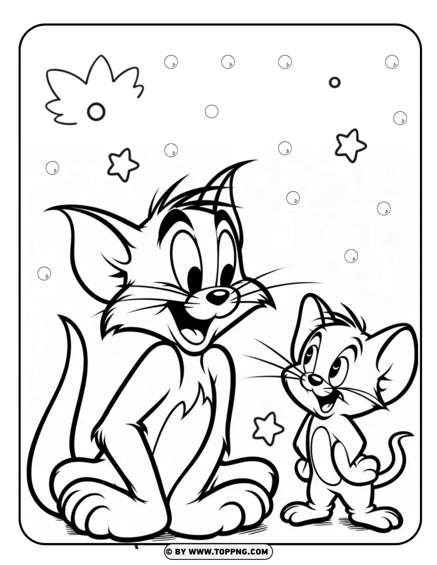 tom and jerry coloring , tom and jerry, cartoon,Disney character,  outline,  black and white,  drawing