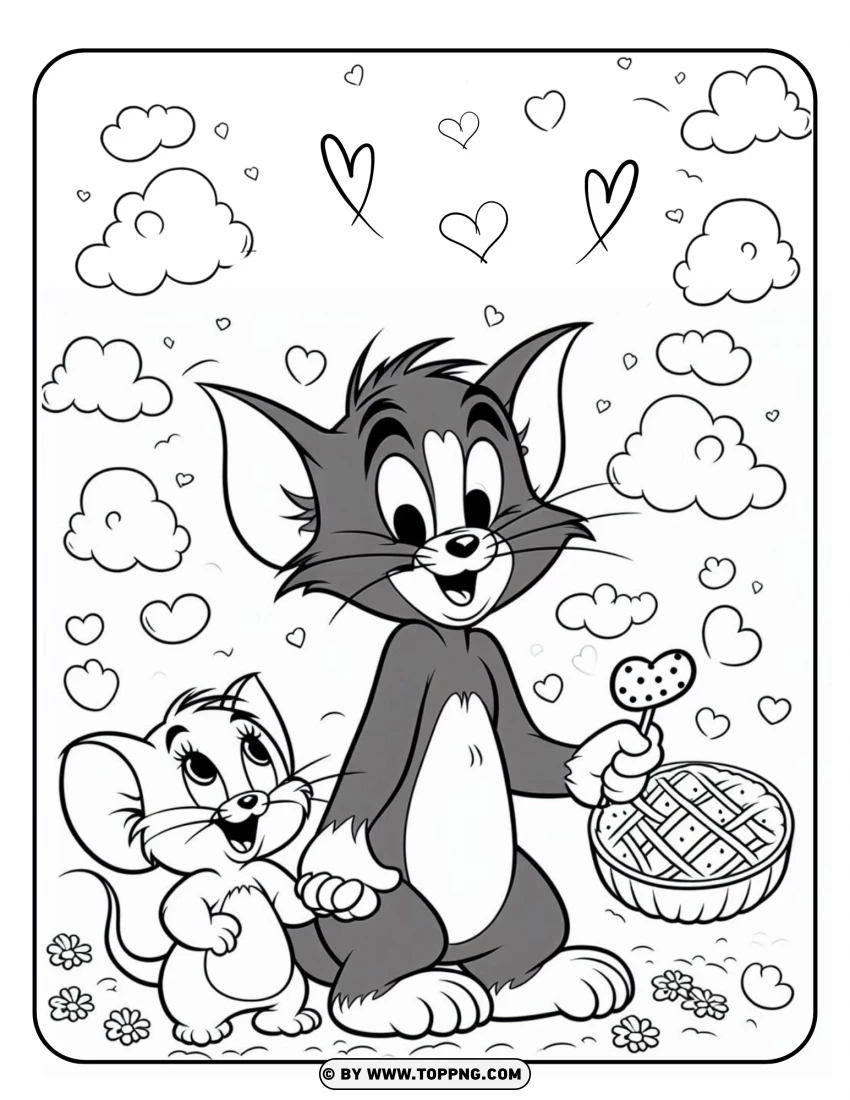 tom and jerry coloring , tom and jerry, cartoon,Disney character,  outline,  black and white,  drawing