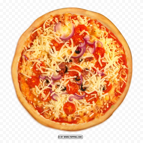 Tomato And Cheese Pizza From Top View Transparent PNG