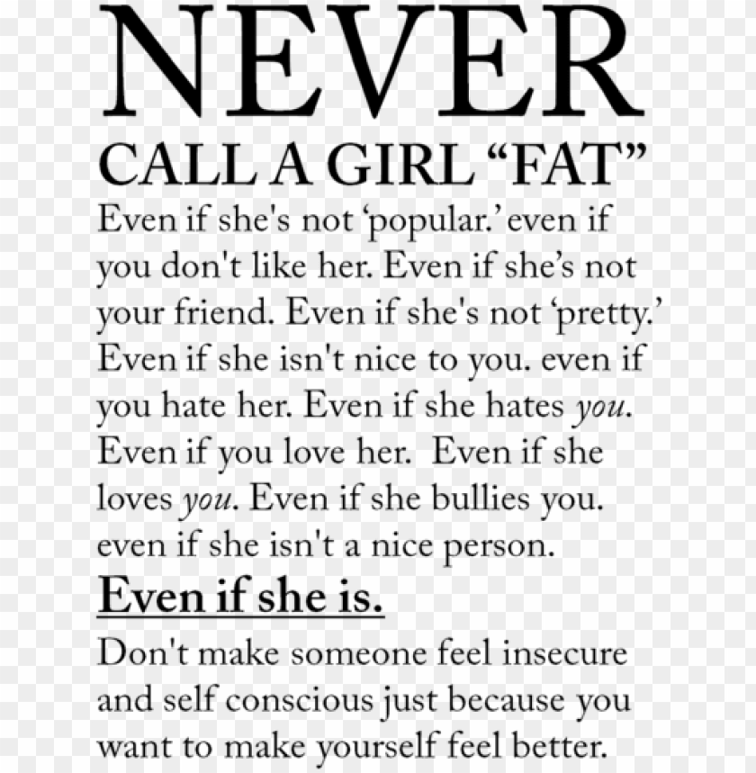 top 7 fashionable quotes about thick picture german - never call a girl fat PNG image with transparent background@toppng.com