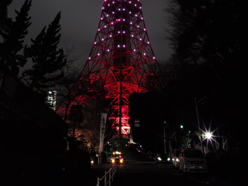 tower, backlight, night city, tokyo, japan, light
