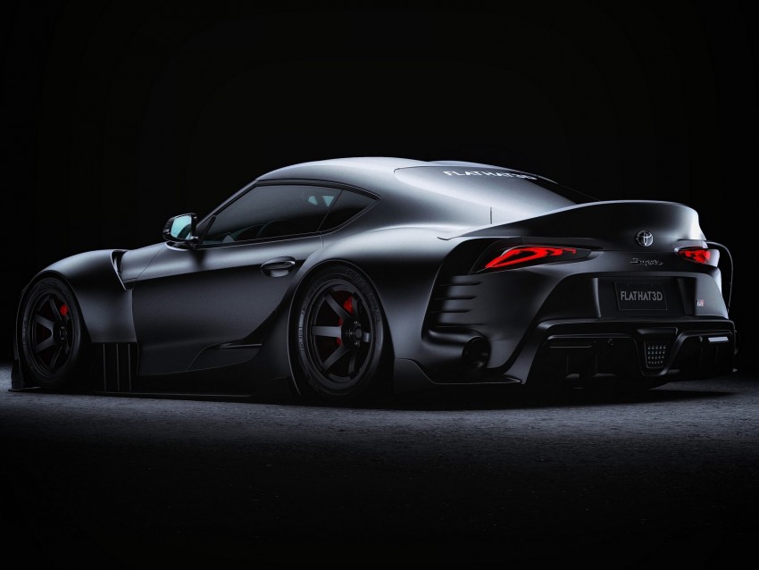 free PNG toyota supra, toyota, sportscar, gray, side view, night, dark background PNG images transparent