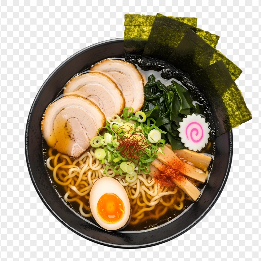 Traditional Japanese Ramen With Savory Toppings PNG Transparent Background
