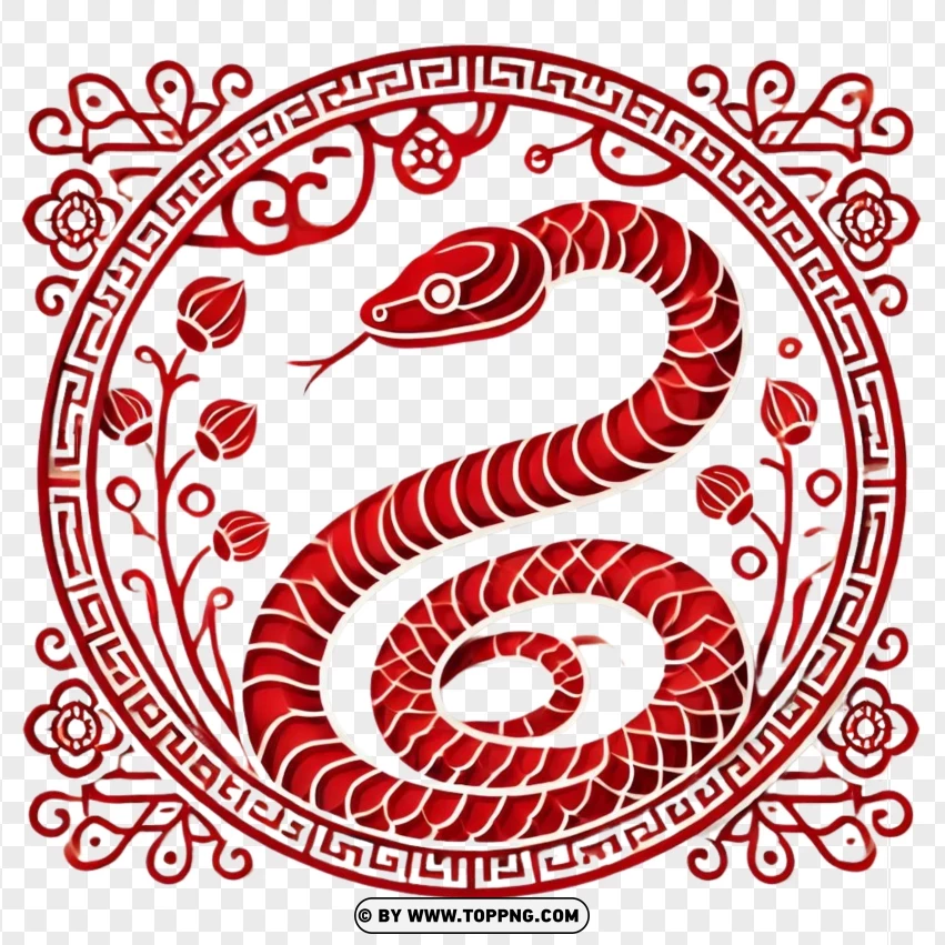 Traditional Red Snake Symbol Cultural And Rich Design PNG Transparent Background