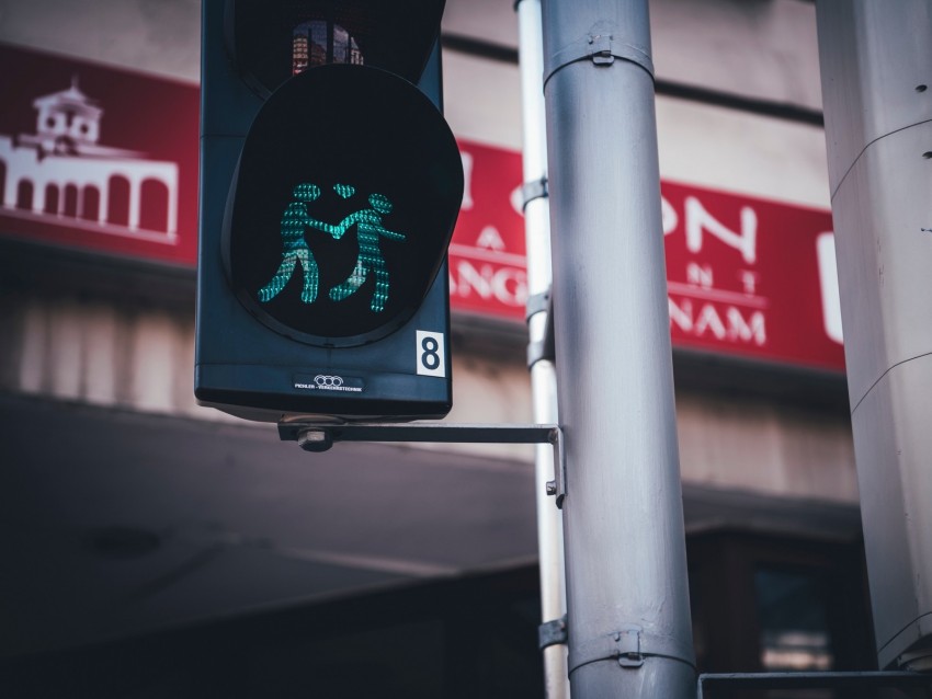 traffic light, signal, love, silhouette, green