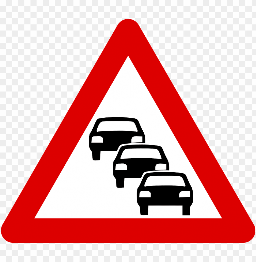 Transparent PNG Image Of Traffic Queue Warning Road Sign - Image ID 67687
