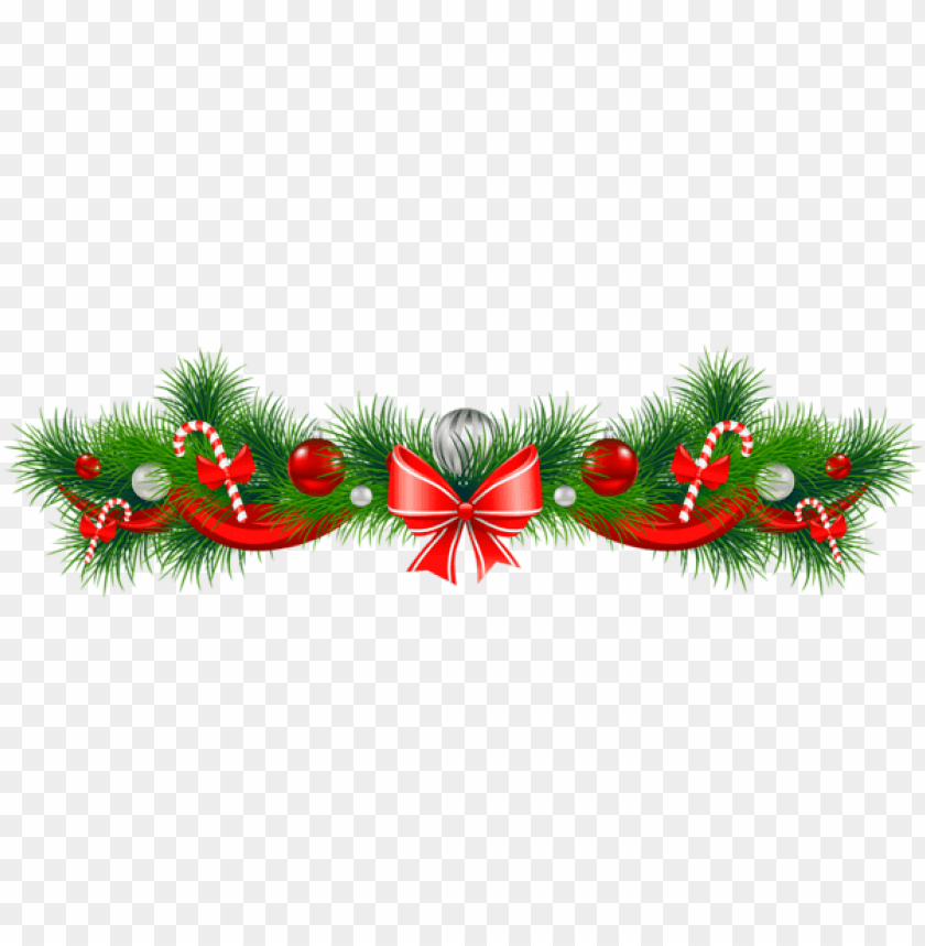 Transparent Christmas Pine Garland With Red Bow PNG Images | TOPpng