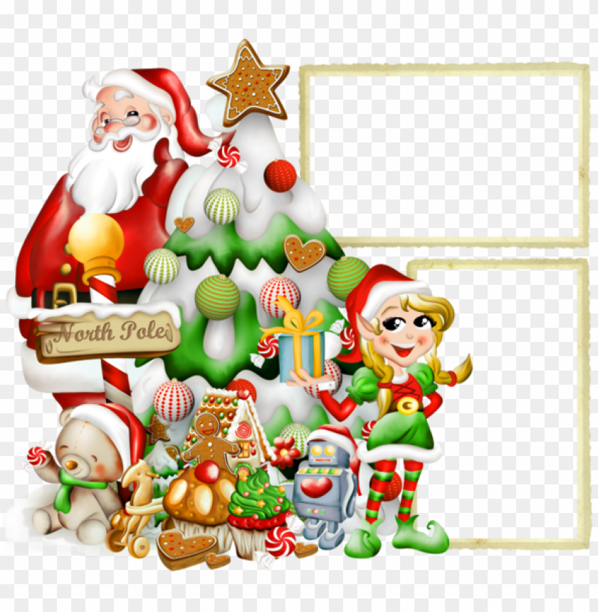 transparent christmasframe with elf and santa claus background best stock photos - Image ID 60066
