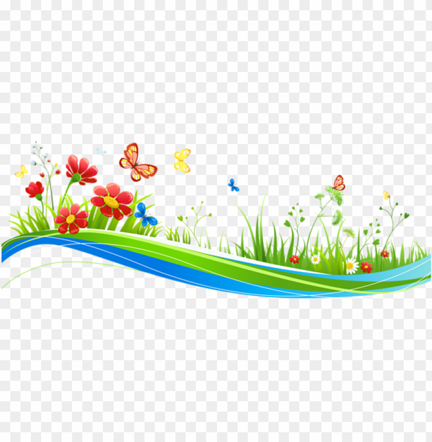 transparent decoration with flowers and butterflies clipart png photo - 43114