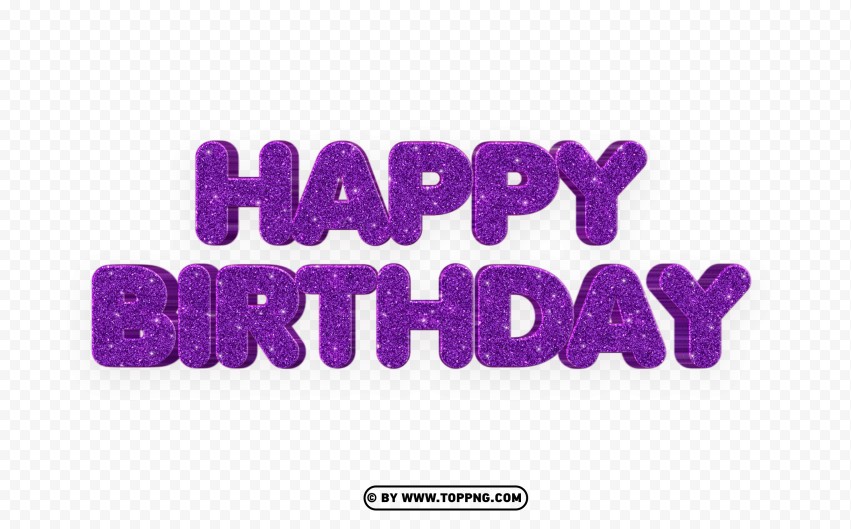 transparent happy birthday png purple glitter - Image ID 488922