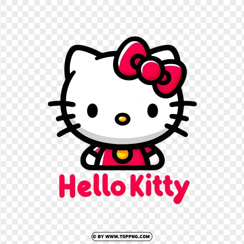 Hello Kitty Logo With Pink Bow And Text PNG Transparent Background