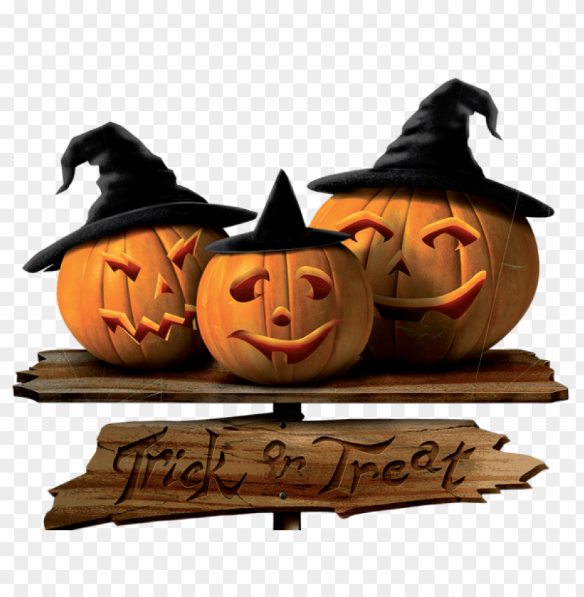 trick or treat sign with pumpkins png images background -  image ID is 56407