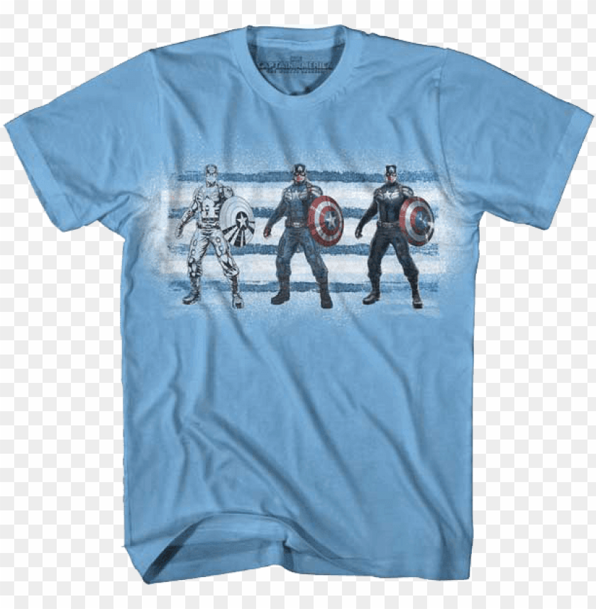 triple captain america winter soldier t shirt - minecraft captain america shirt PNG image with transparent background@toppng.com