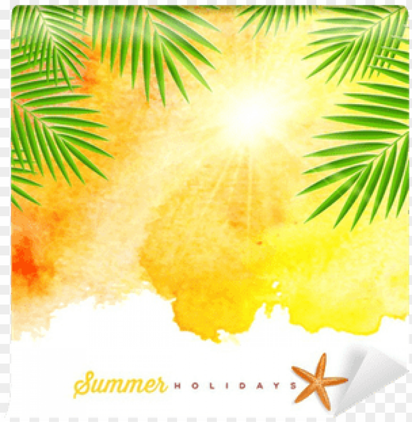 tropical summer watercolor background wall mural • - palm tree watercolor  background PNG image with transparent background | TOPpng