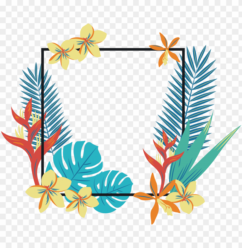 tropics geometry quadrilateral clip art - tropical flowers border PNG image with transparent background@toppng.com