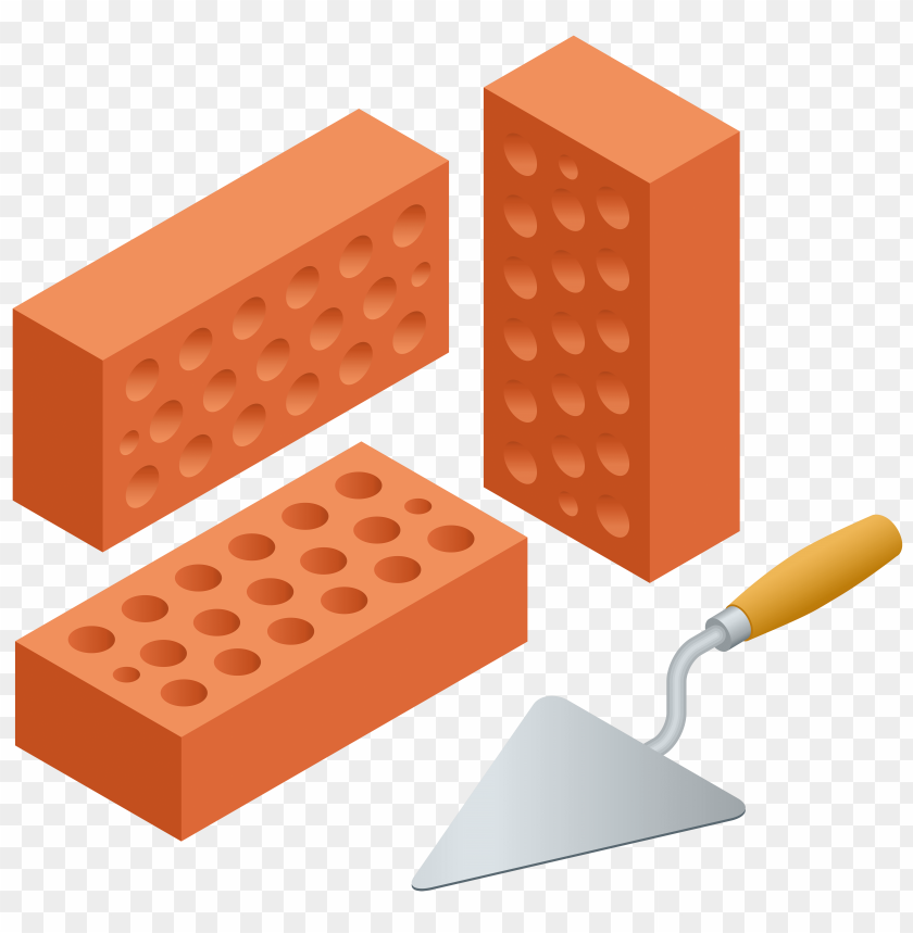 bricks, trowel