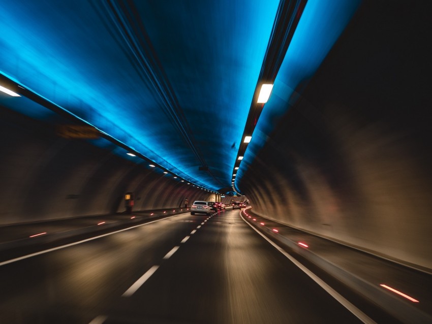 tunnel, cars, speed, movement, lights