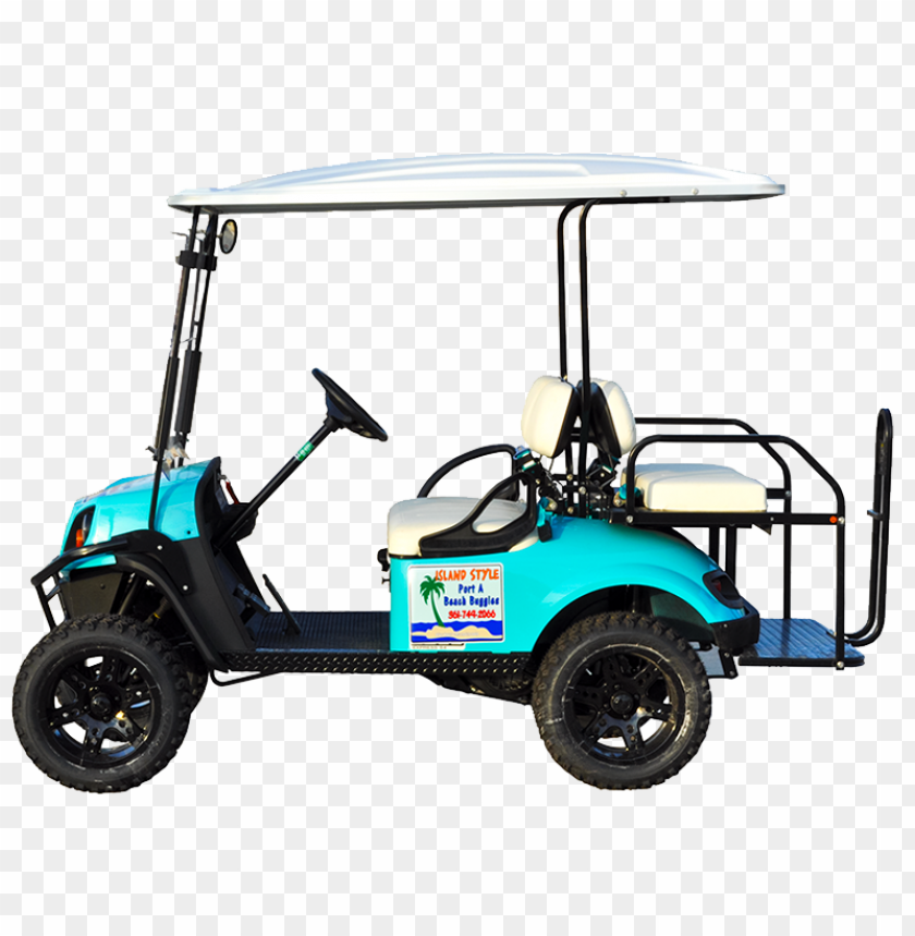 Turquoise Golf Buggy Cart Vehicle Side View PNG Image With Transparent Background