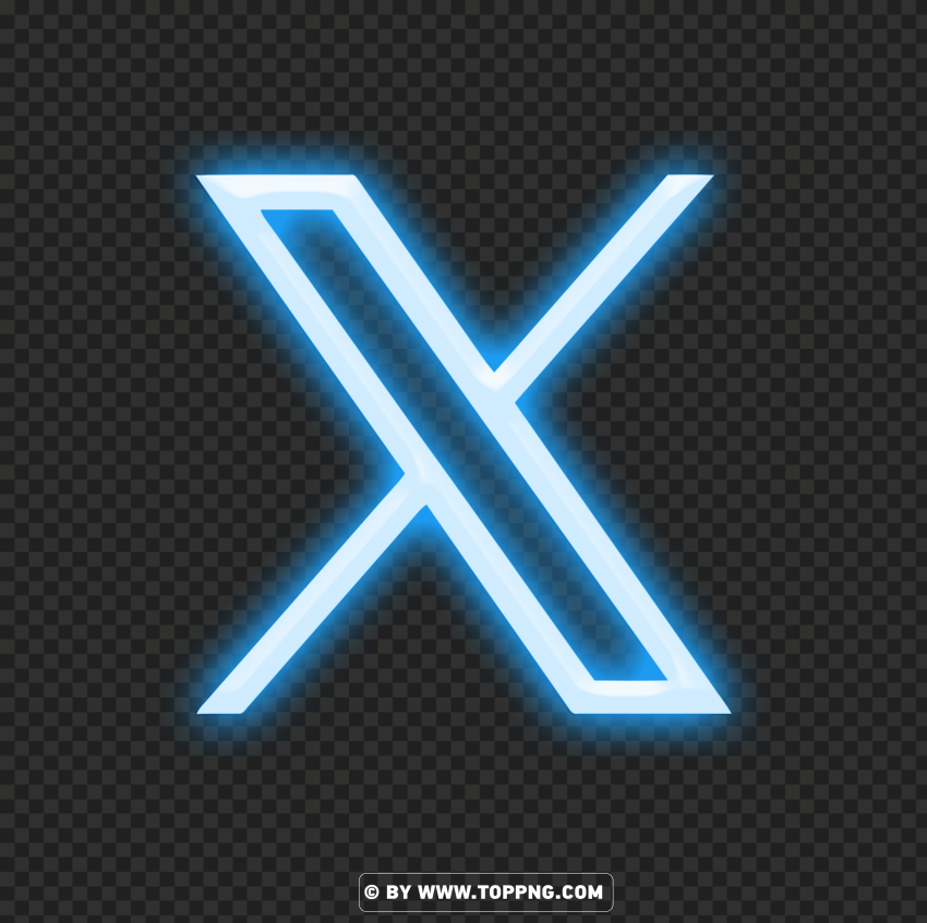 Twitter X Blue Neon Logo Icon App PNG
