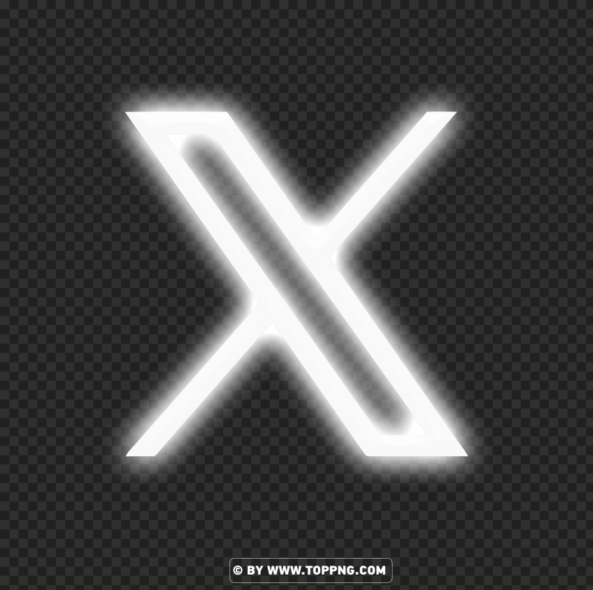 Twitter X Logo White Shadow Neon Icon PNG