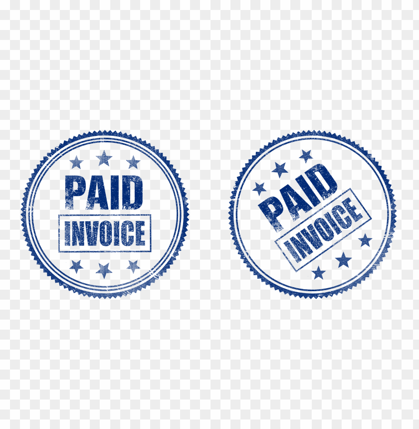 Two Blue Round Paid Invoice Business Icon Stamp PNG Image With Transparent Background
