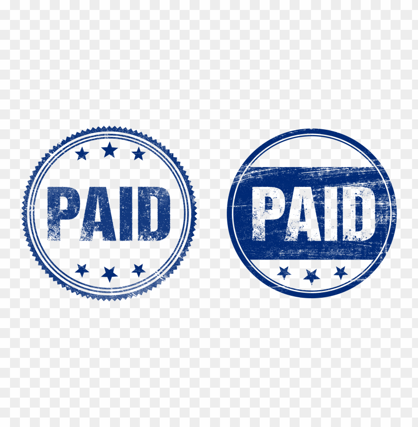 Two Blue Round Paid Stamp Business Icon PNG Image With Transparent Background