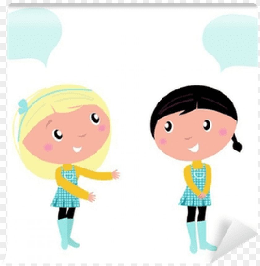 two cute school girls talking about something - cartoon girl talking cute  PNG image with transparent background | TOPpng