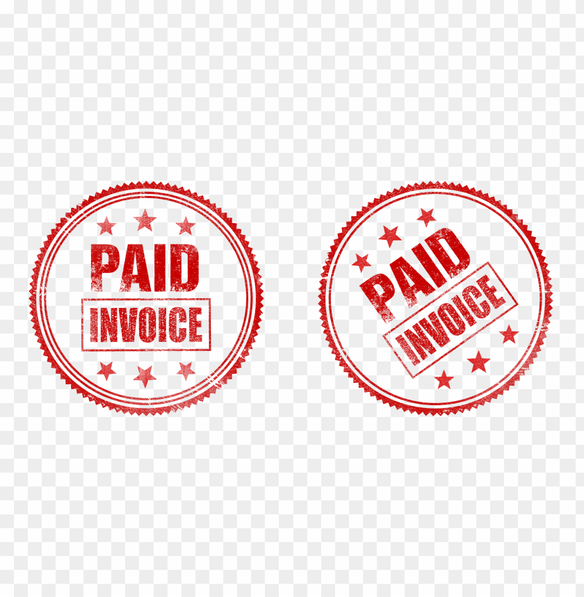 Two Red Round Paid Invoice Business Icon Stamp PNG Image With Transparent Background