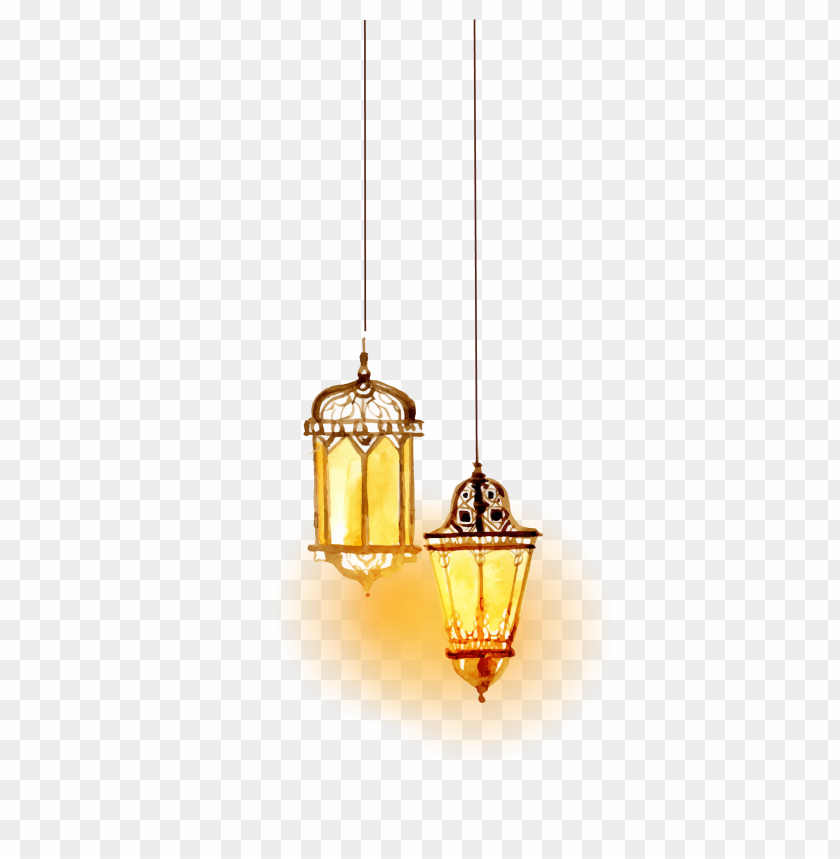 two watercolor arabic hanging light lanterns lamps PNG image with transparent background@toppng.com