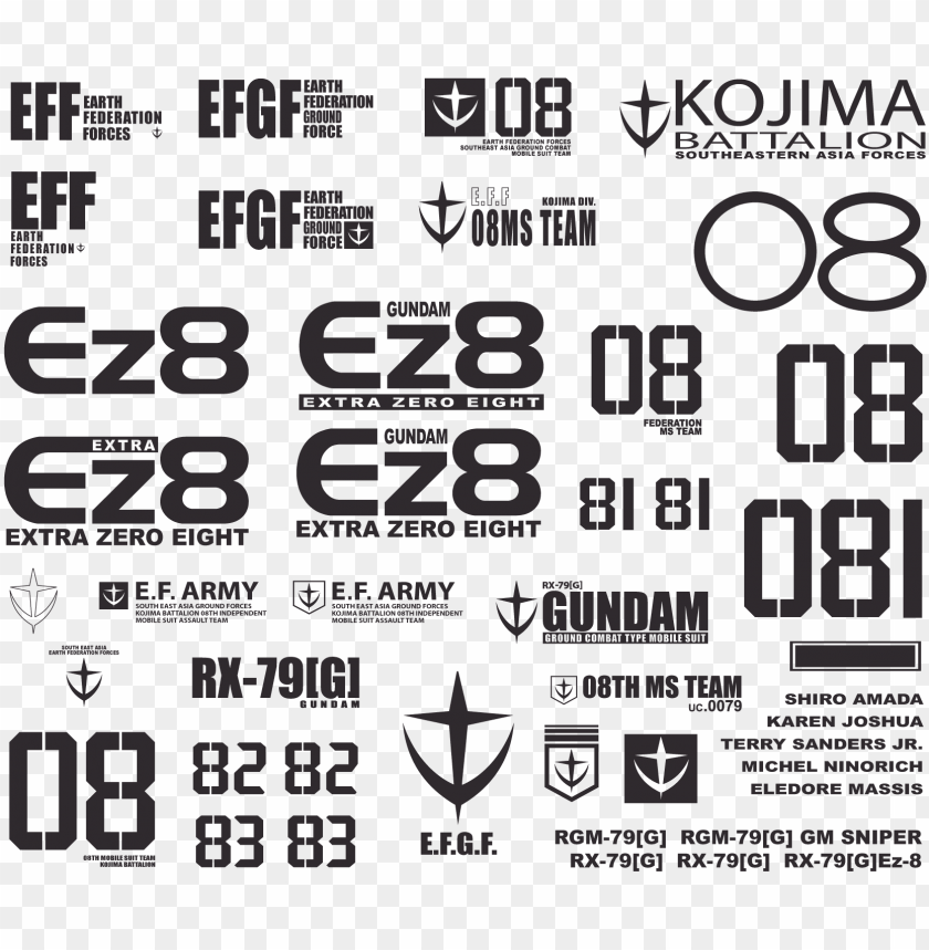 typography vector element gundam decals PNG transparent with Clear Background ID 219049