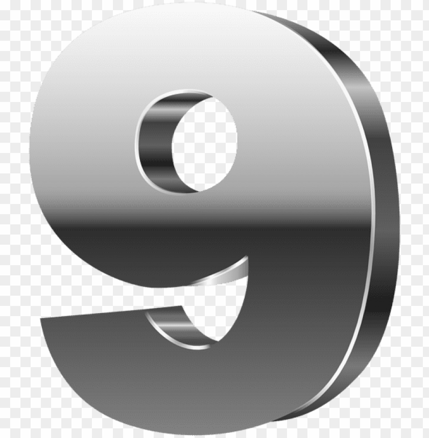 Umber Nine 3d Silver Png Clip Art Image - Silver Numbers PNG Image With Transparent Background